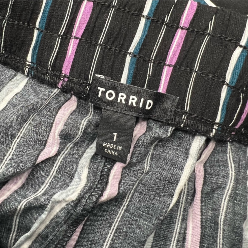 Torrid Striped Maxi Skirt Size 1 Pull On Black Purple - Picture 9 of 10